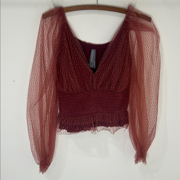 BY ANTHROPOLOGIE Tulle Sheer Balloon Sleeve Blouse Size Small - Picture 5 of 16